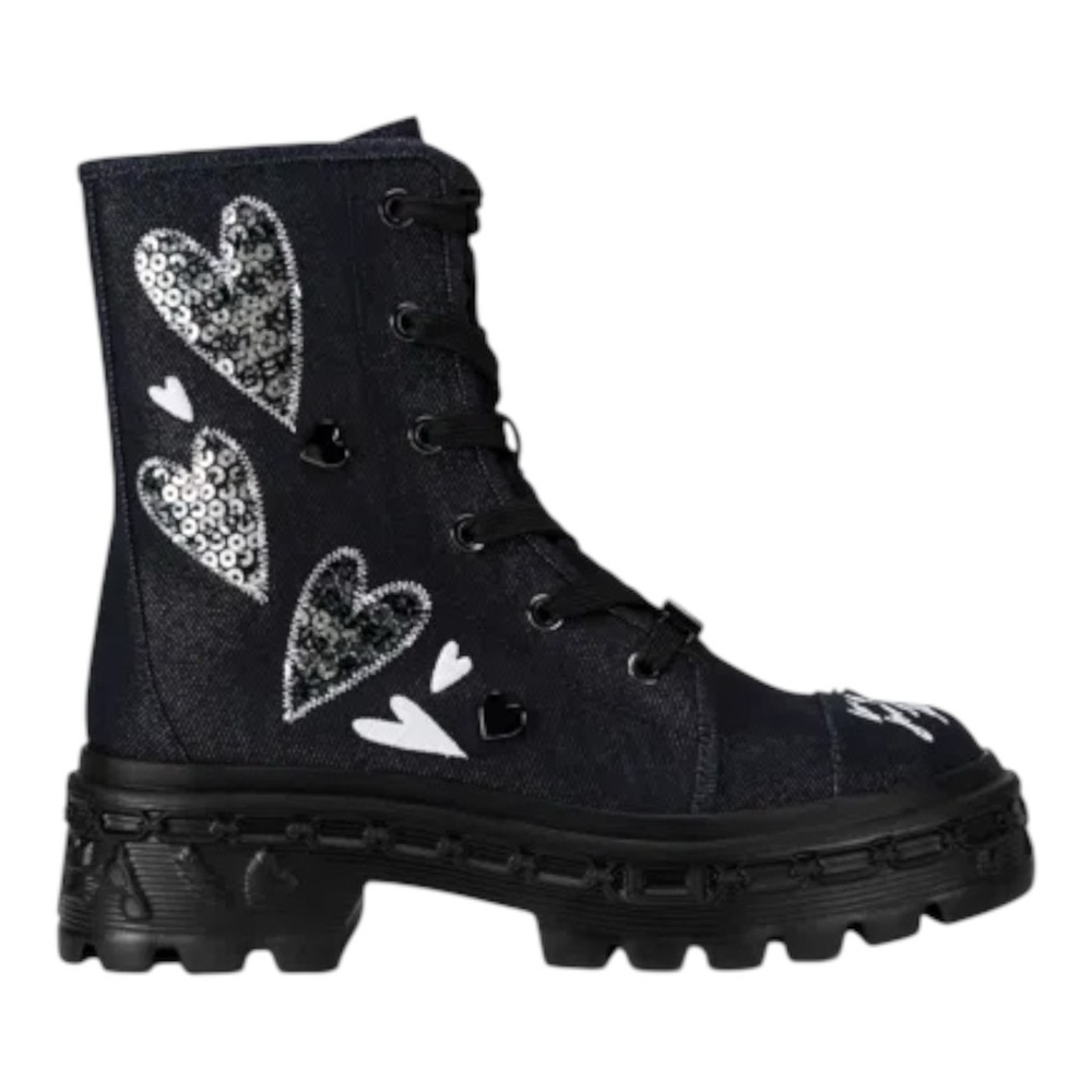 Karl Lagerfeld Black Heart Embellished Women's Boots - Picture 2 of 6